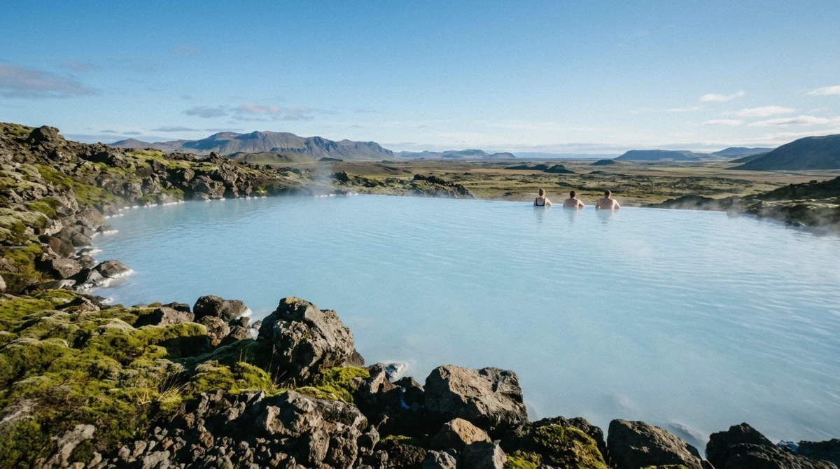Steam rising off two geothermal lagoon pools in Iceland side by side, comparing options for the best lagoon in Iceland